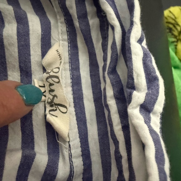 Lush Navy and White Striped Tie-Front Midi Dress - Picture 4 of 5